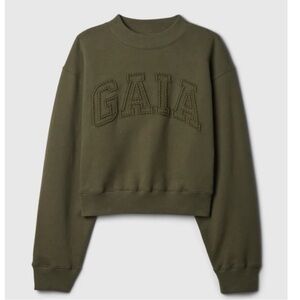 Gap x Cult Gaia Cropped Logo Sweatshirt, Green, Size Large